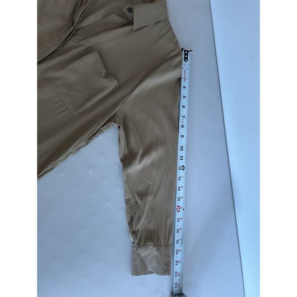 Theory Womens Silk Long Sleeves Button Down Mironda Bandit Romper Brown Size 4 - Picture 7 of 10